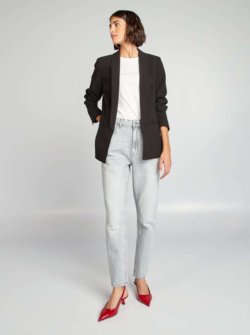 Jean mom taille haute GRIS - Kiabi