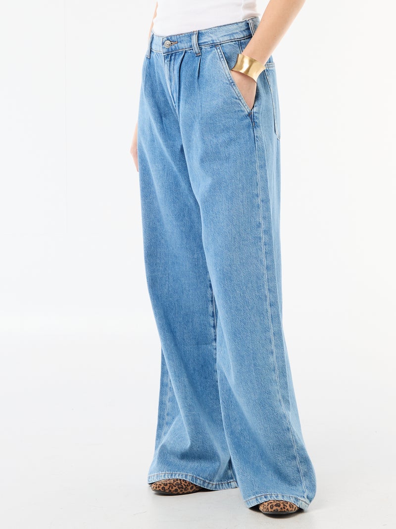 Jean palazzo à coupe large et taille haute Bleu - Kiabi