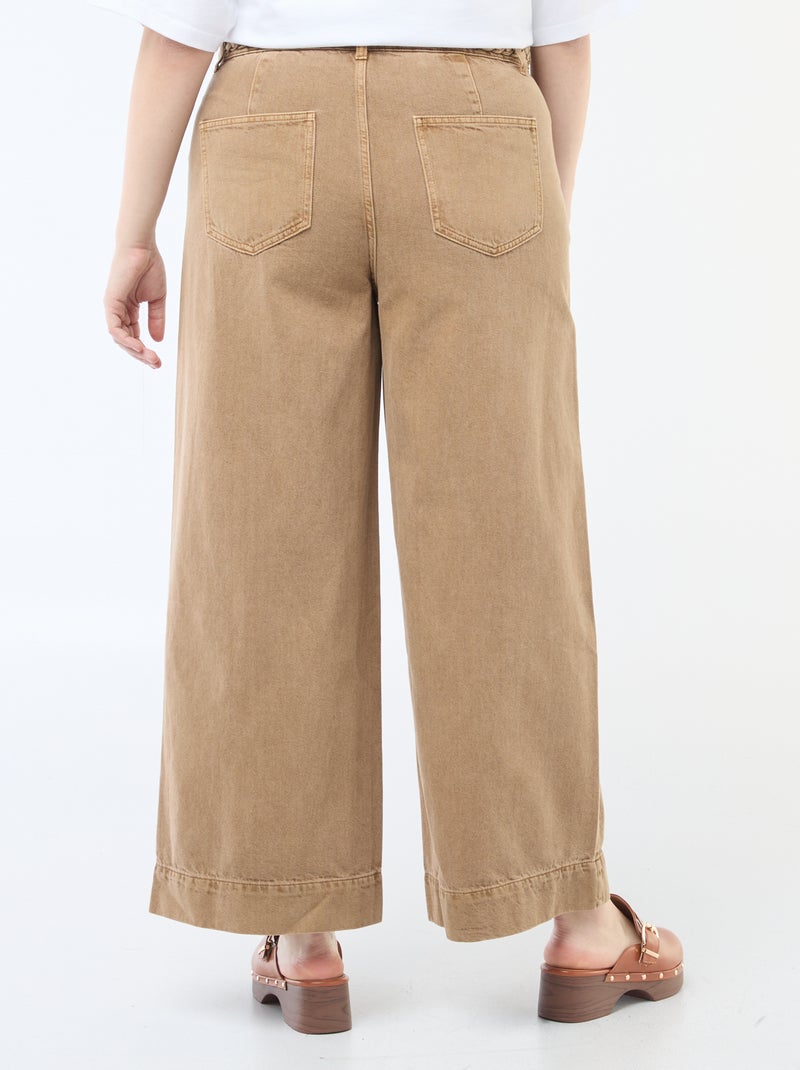 Jean palazzo en twill taille haute Marron - Kiabi
