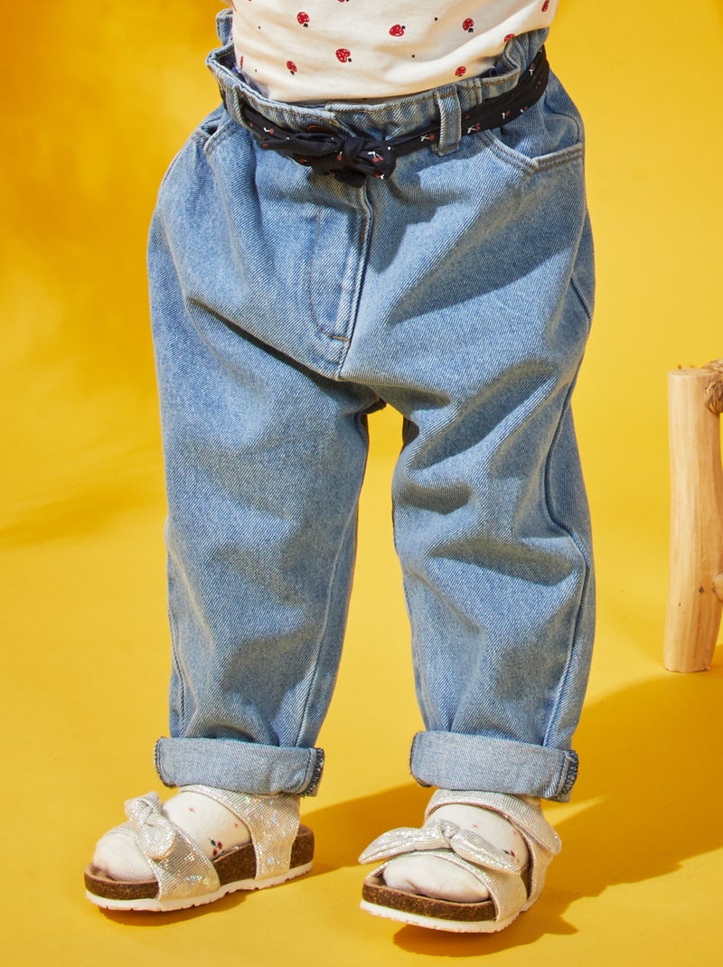 Jean paper bag ceinture en tissu Bleu - Kiabi