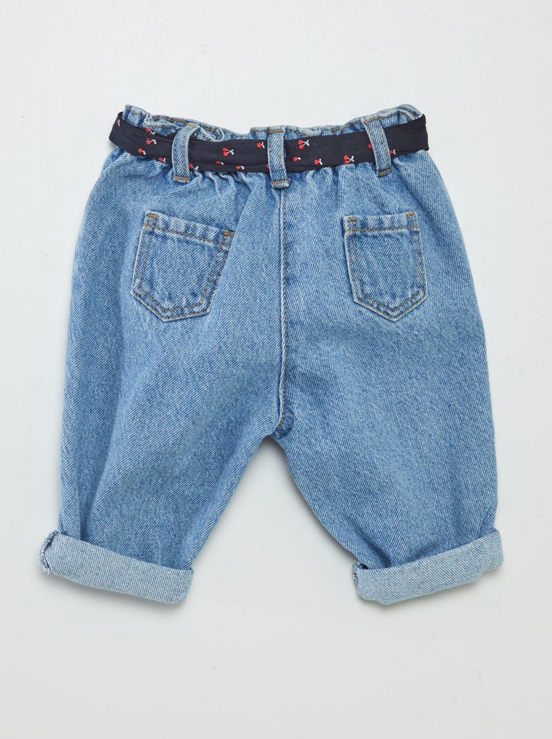 Jean paperbag + ceinture à motif Bleu - Kiabi