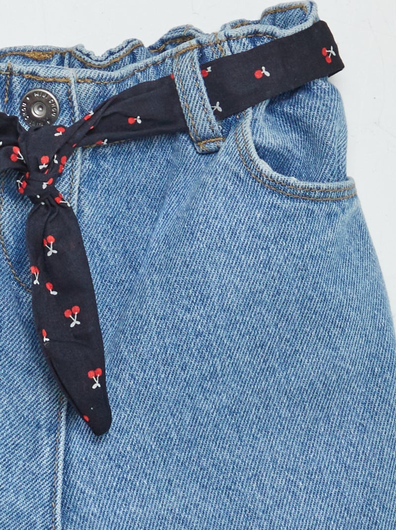 Jean paperbag + ceinture à motif Bleu - Kiabi