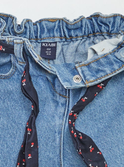 Jean paperbag + ceinture à motif - Kiabi