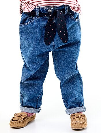 Jean paperbag + ceinture à motif