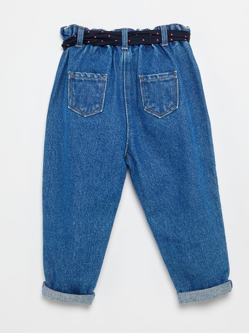 Jean paperbag + ceinture à motif Bleu - Kiabi