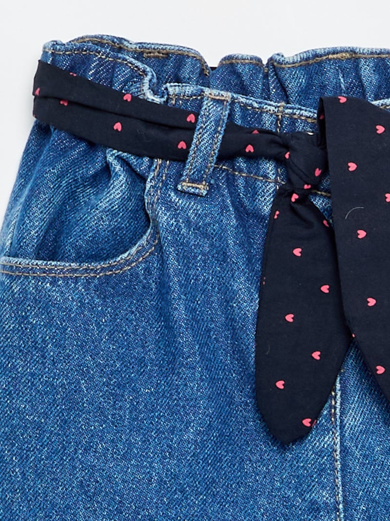 Jean paperbag + ceinture à motif Bleu - Kiabi