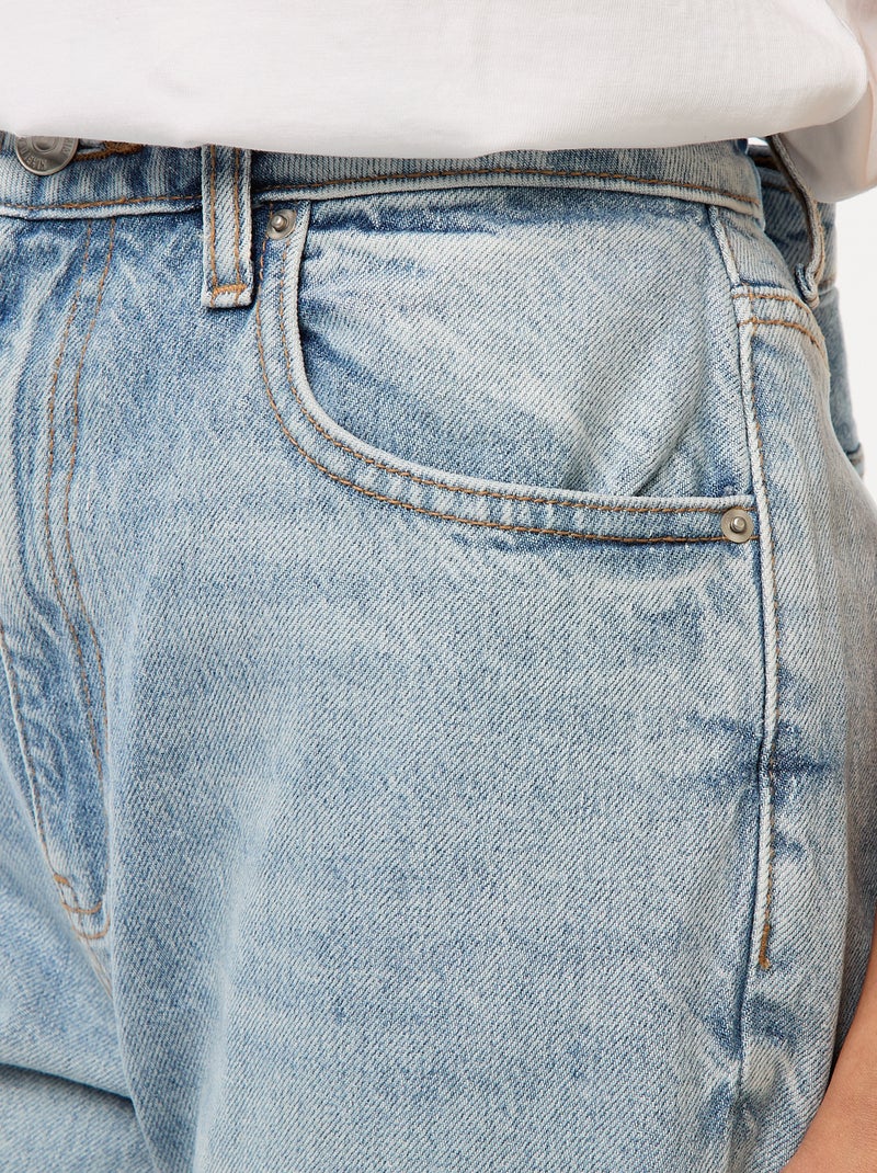 Jean regular / taille haute avec large revers à la base Bleu - Kiabi