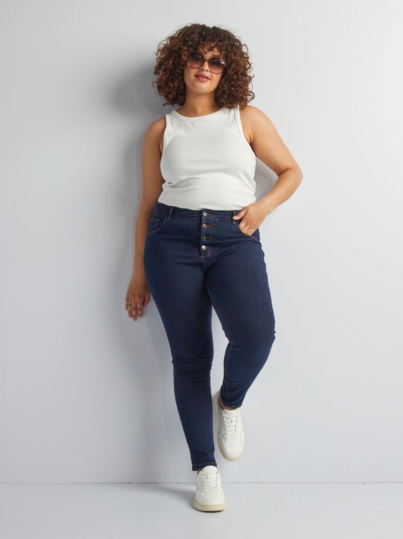 Jean skinny à taille haute - L32 Bleu - Kiabi