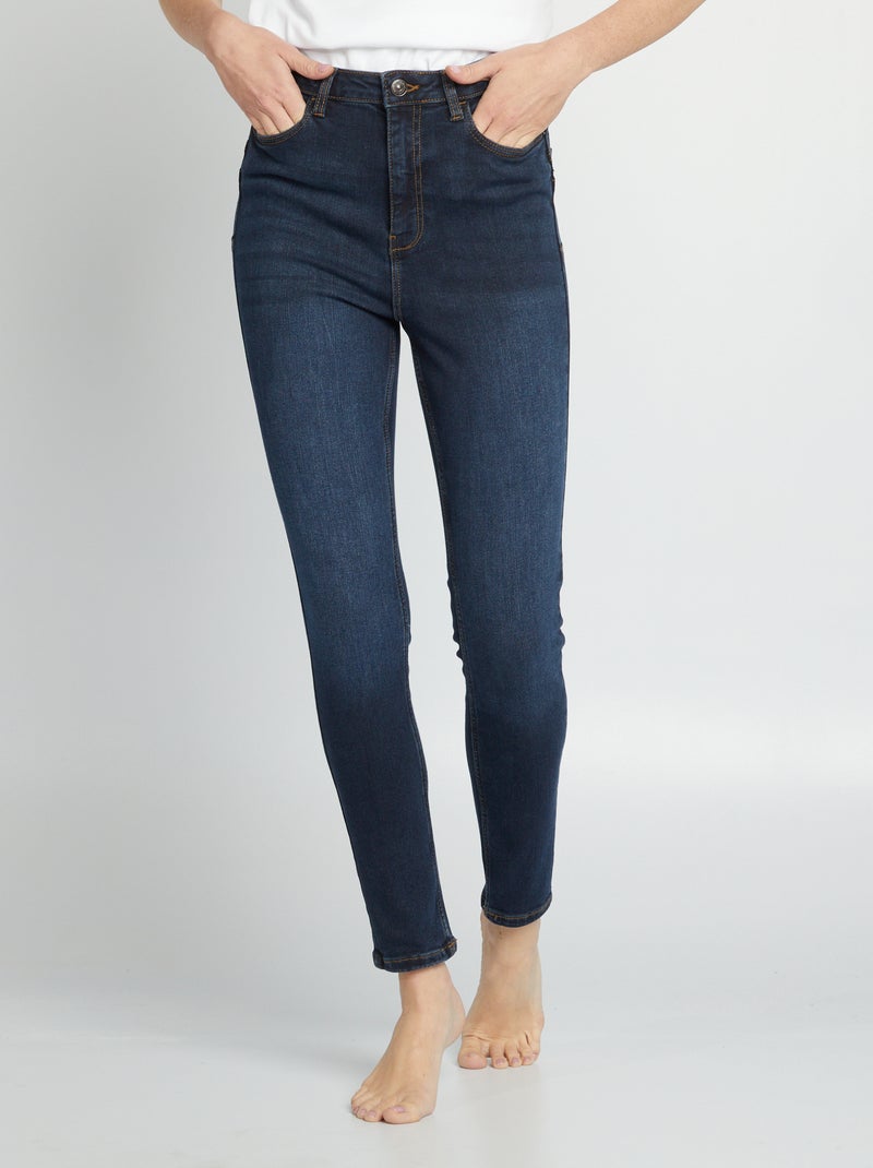 Jean skinny à taille haute - L32 Bleu foncé - Kiabi