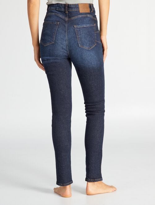 Essentials Jean Skinny Très Extensible, Taille Mi-Haute Femme, Blanc, 36