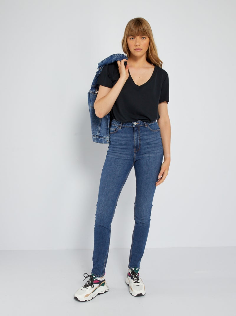 Jean skinny à taille haute - L34 Bleu - Kiabi