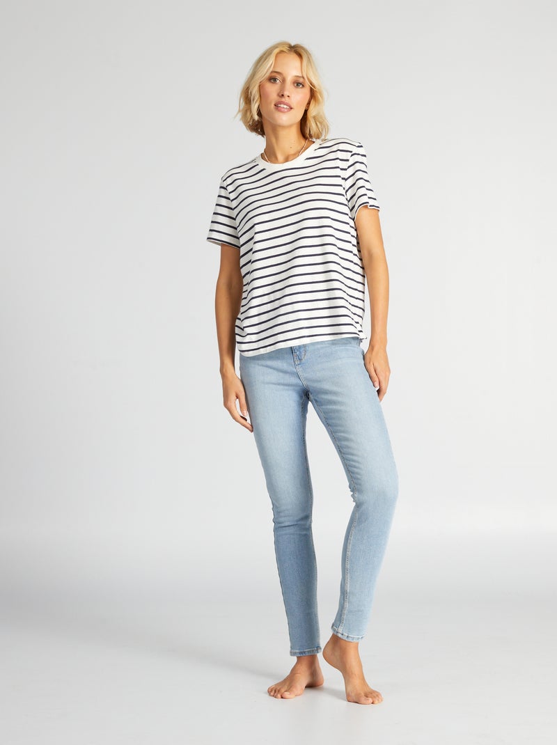 Jean skinny à taille haute - L34 Bleu - Kiabi