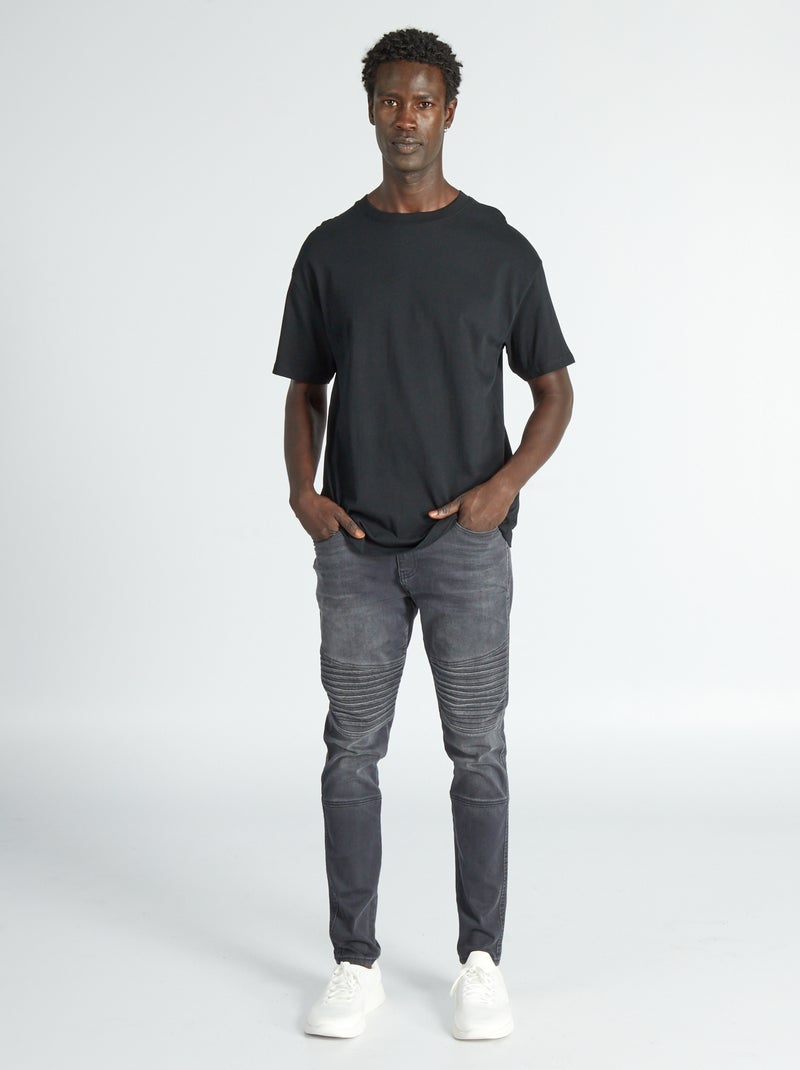 Jean skinny esprit motard Noir - Kiabi