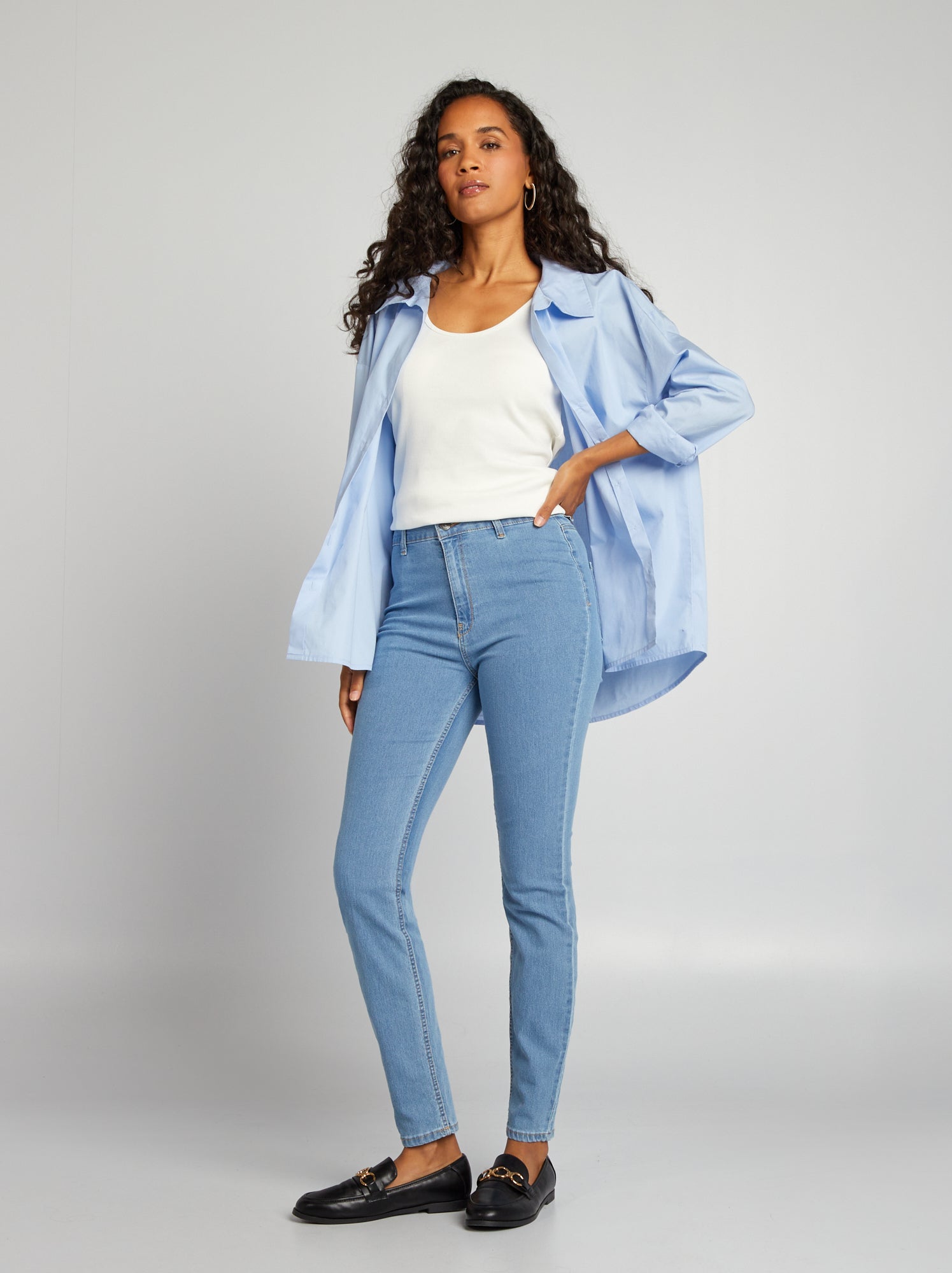 Jean bleu foncé femme best sale