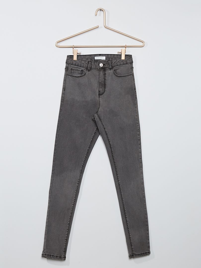 Jean skinny taille haute gris - Kiabi