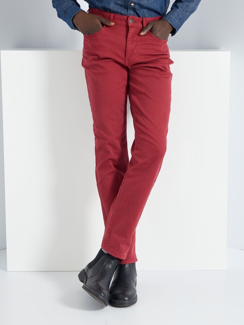 Jean slim 5 poches - L32 rouge bordeaux - Kiabi