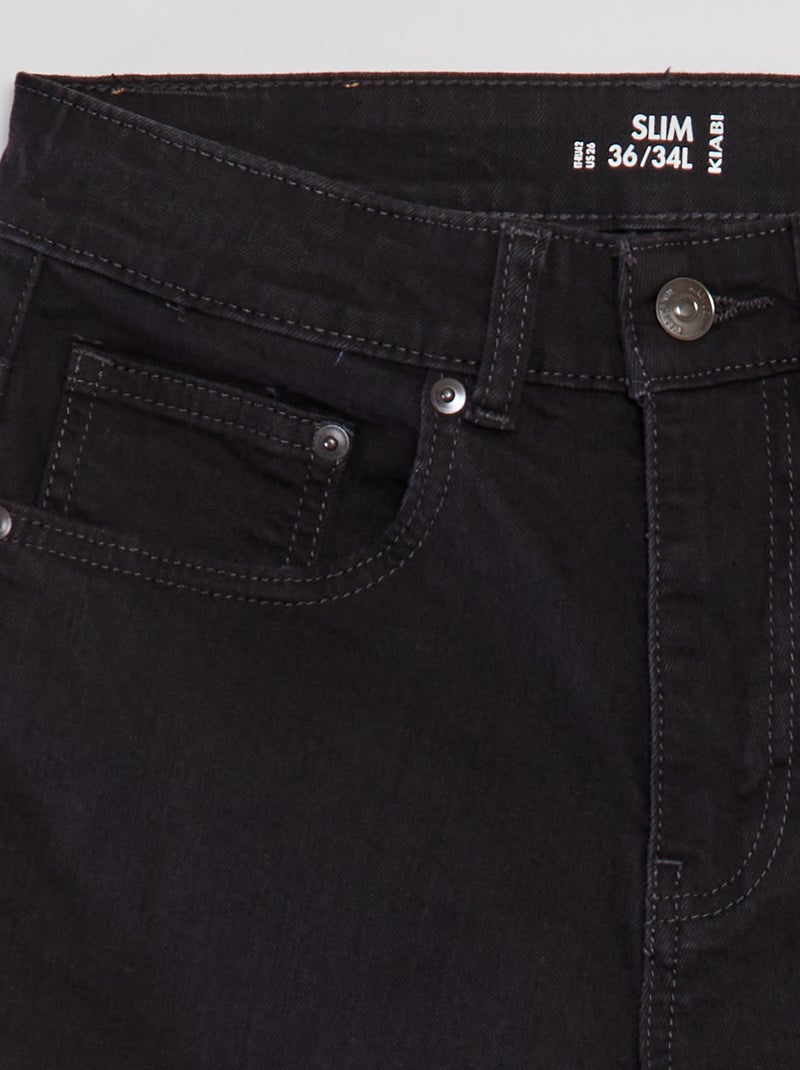 Jean slim à 5 poches - L34 Noir - Kiabi