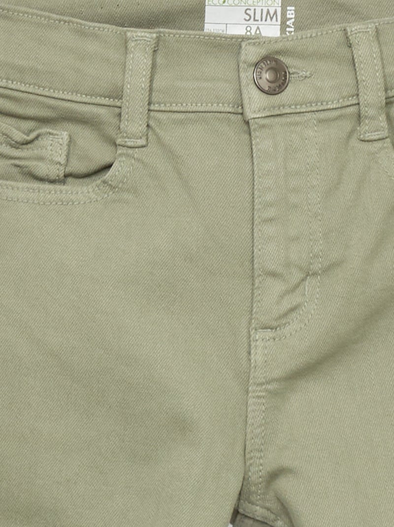 Jean slim à 5 poches Gris vert - Kiabi
