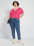 Jean slim à taille haute - L34 Bleu - Kiabi