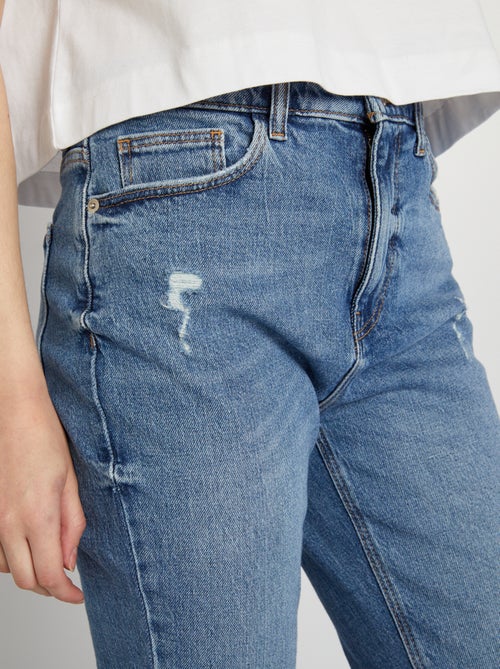 Jean slim à taille haute avec abrasions - Kiabi