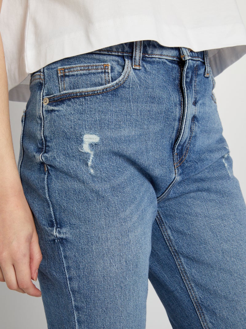 Jean slim à taille haute avec abrasions Stone - Kiabi