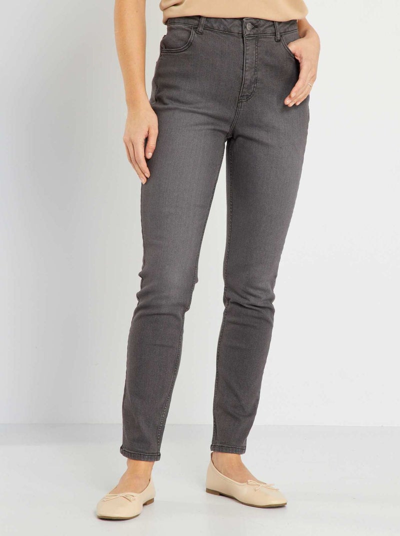 Jean slim taille haute L32 Gris - Kiabi