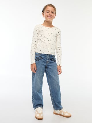 Jean straight avec broderies