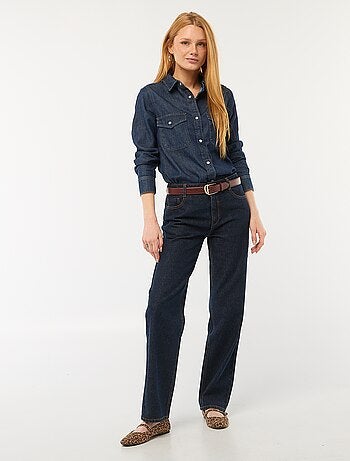 Jean straight denim en coton