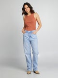 Jean straight uni Double stone - Kiabi
