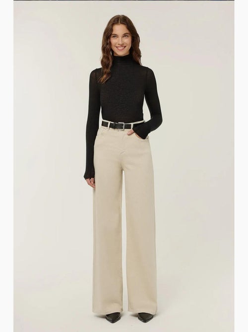 Jean taille haute à jambes larges hiccup - Kiabi Jean taille haute à jambes larges hiccup - Kiabi