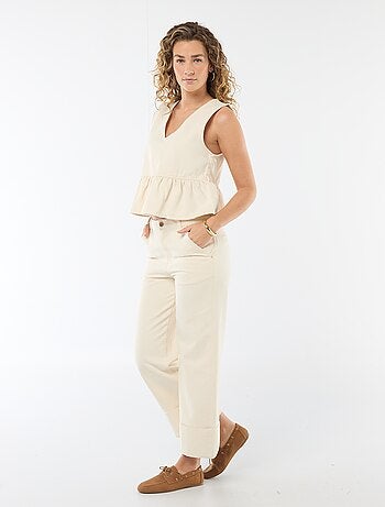 Jean taille haute avec revers en bas