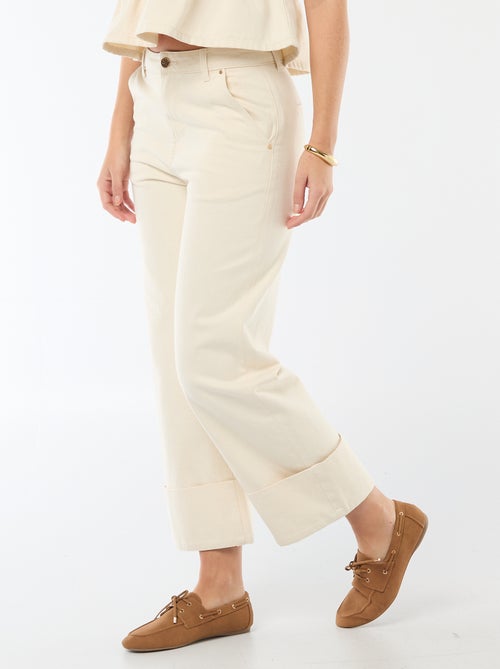 Jean taille haute avec revers en bas - Kiabi