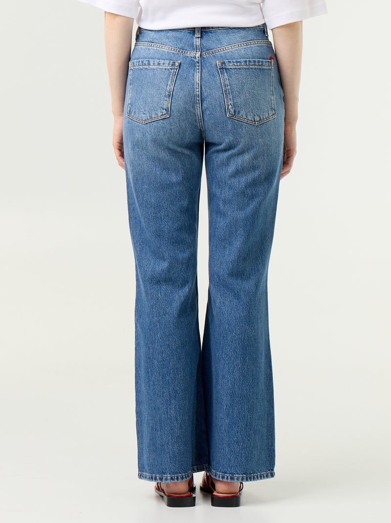 Jean taille haute coupe flare avec broderies 'cœurs' Bleu - Kiabi