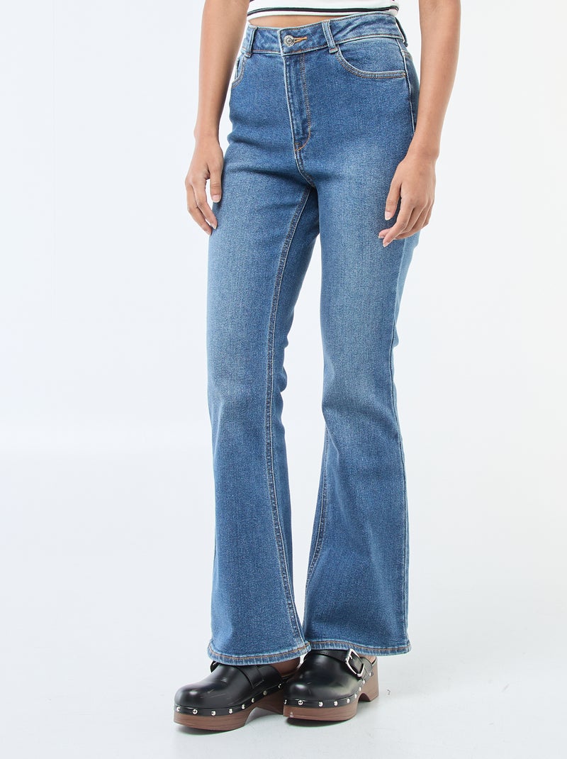 Jean taille haute coupe flare/bootcut  - L28 Bleu - Kiabi
