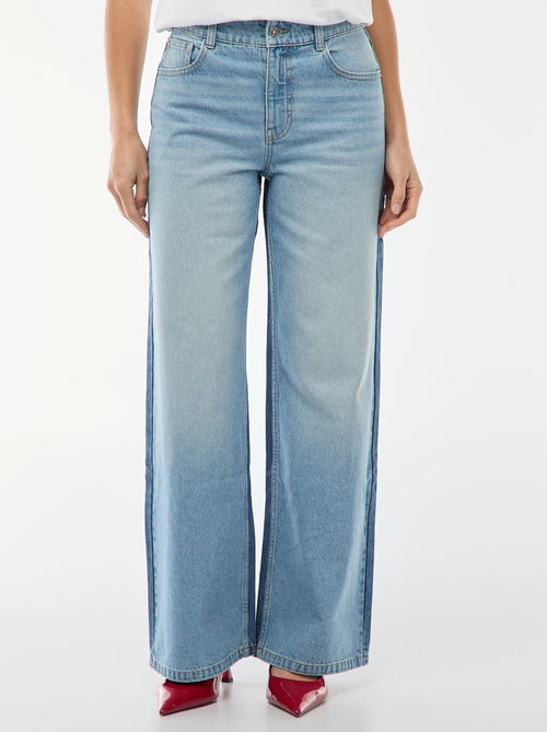 Jean taille haute wide leg bicolore - Kiabi