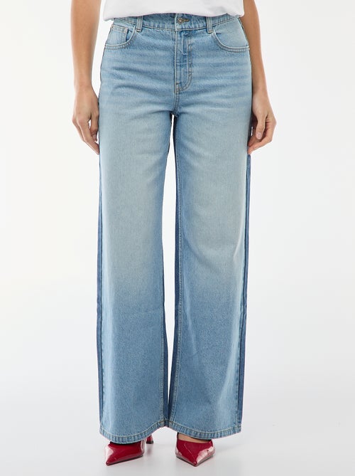 Jean taille haute wide leg bicolore - Kiabi