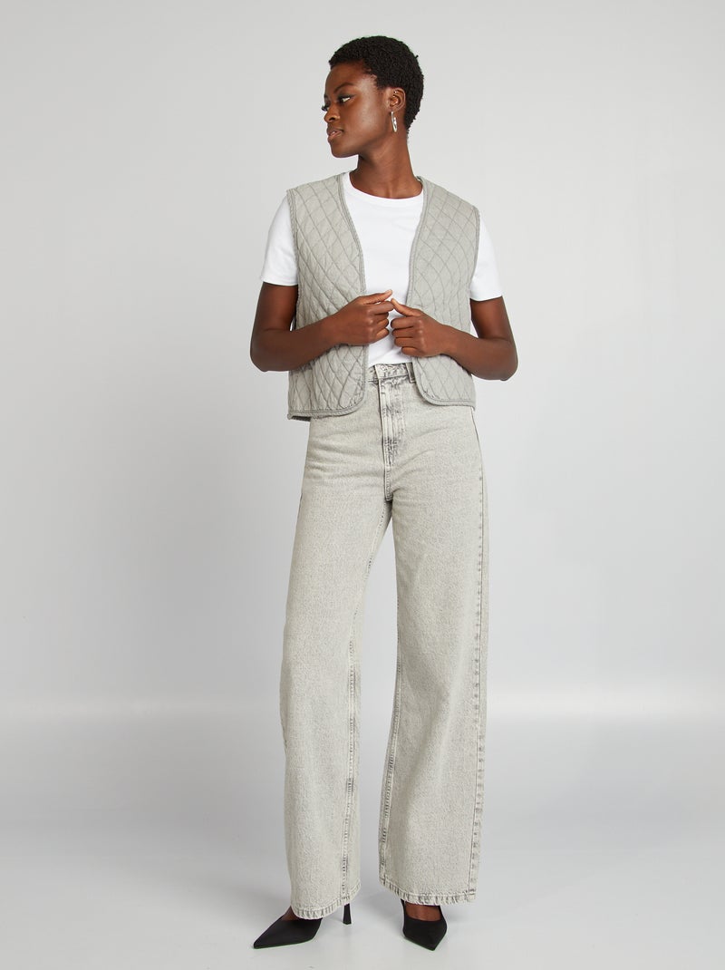 Jean taille haute wide leg Gris - Kiabi
