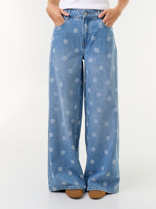 Jean wid leg taille haute à pois - Kiabi