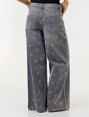 Jean wid leg taille haute à pois