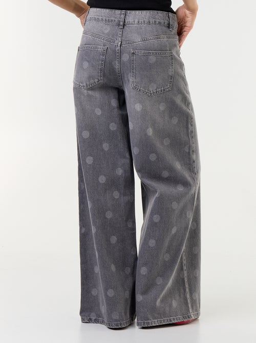 Jean wid leg taille haute à pois - Kiabi