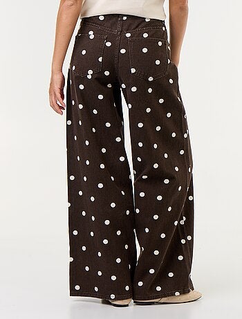 Jean wid leg taille haute à pois