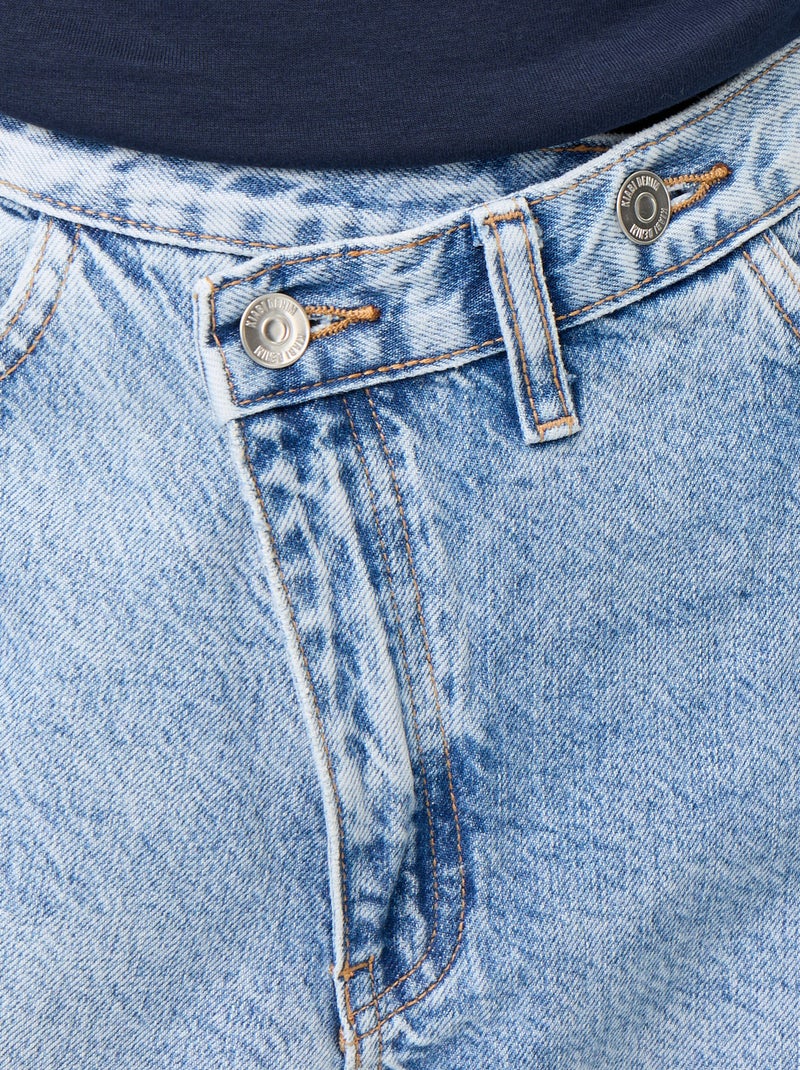 Jean wide avec patte de boutonnage décalée Bleu - Kiabi