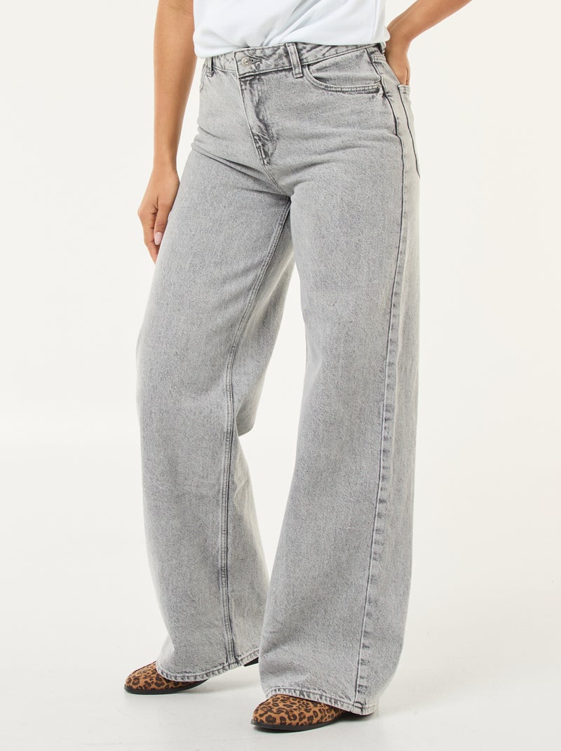 Jean wide leg - L30 Gris - Kiabi