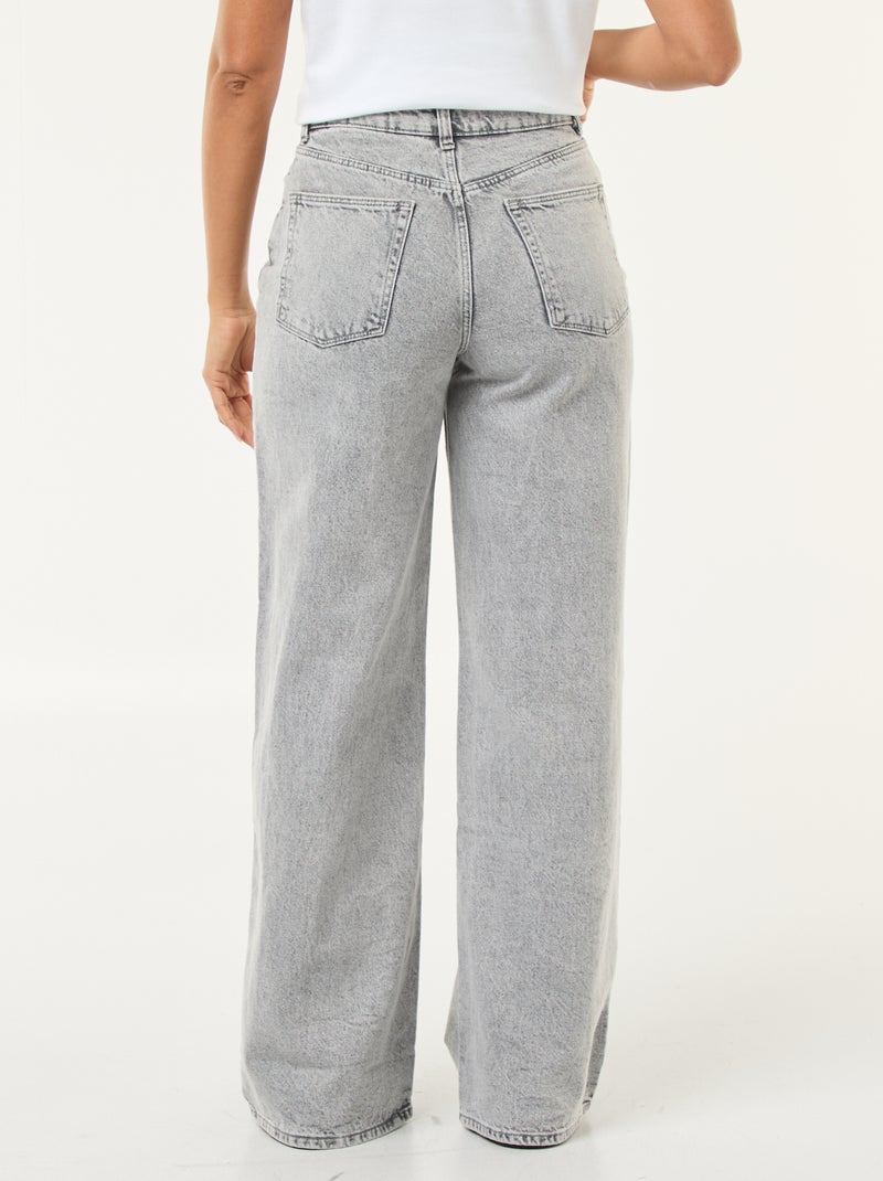 Jean wide leg - L34 Gris - Kiabi