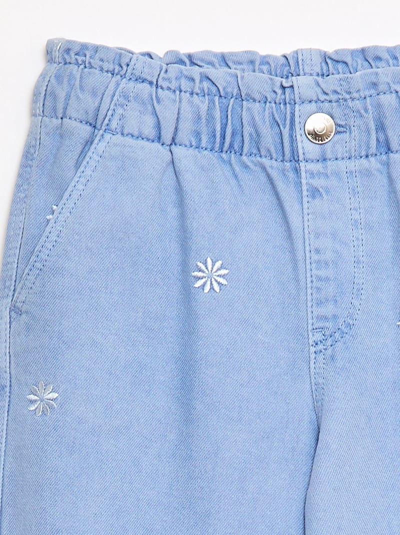 Jean wide leg à motif brodé Bleu - Kiabi