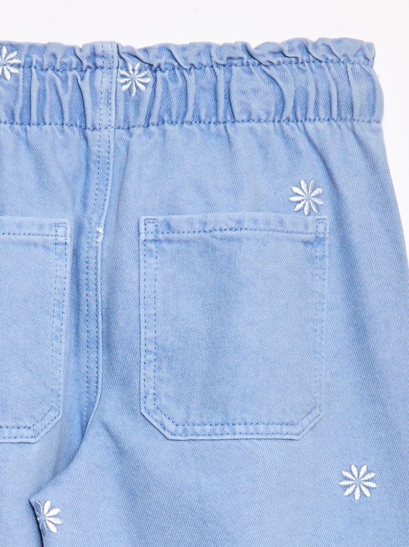 Jean wide leg à motif brodé Bleu - Kiabi
