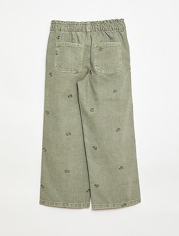 Jean wide leg à motif brodé