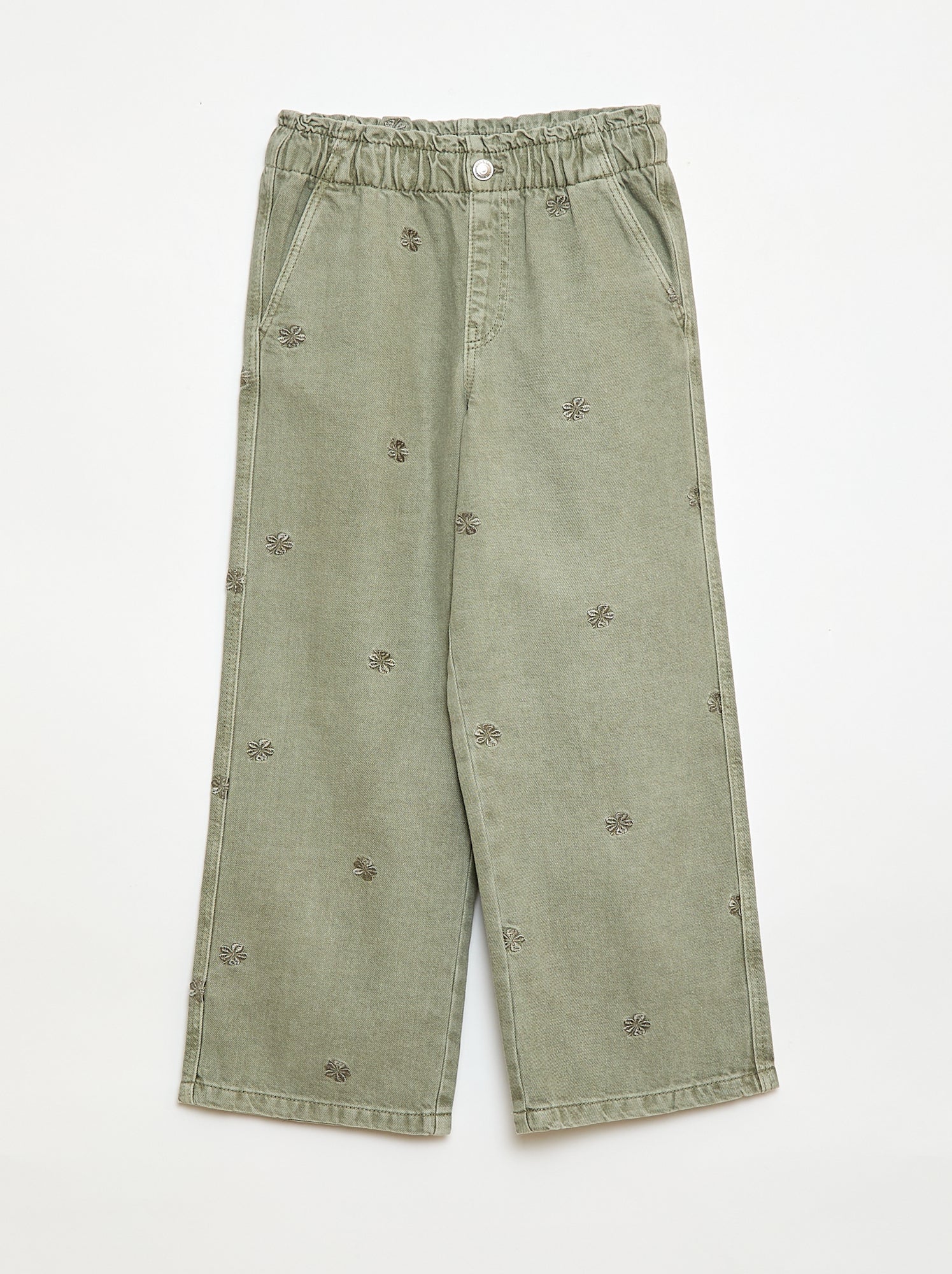 Jean wide leg à motif brodé