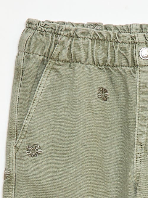 Jean wide leg à motif brodé - Kiabi