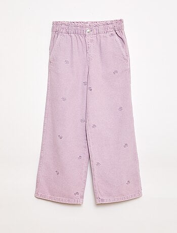Jean wide leg à motif brodé